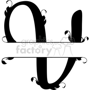 The clipart image shows a split regal monogram design of the letter 