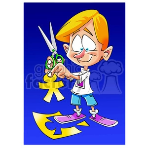 image of boy cutting paper people tijeras