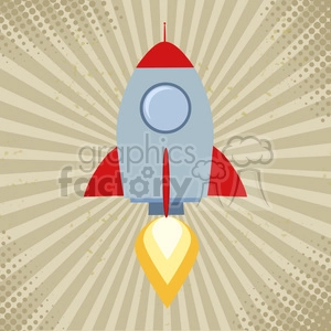 8327 Royalty Free RF Clipart Illustration Vintage Rocket Start Up Concept Flat Style Vector Illustration