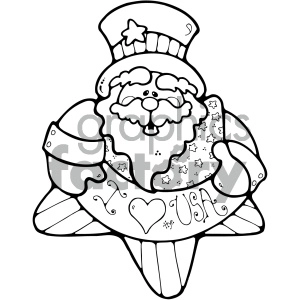 vector art patriotic uncle sam 010 bw