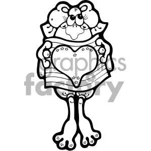 vector art patriotic frog 001 bw