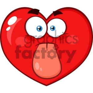 Red Heart Cartoon Emoji Face Character Sticking His Tongue Out Vector Illustration Isolated On White Background