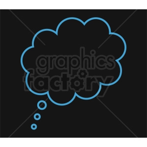 blue speech bubble outline vector clipart on black background