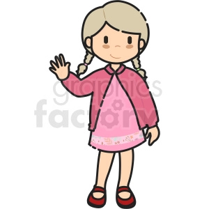 cartoon girl waving hello up vector clipart