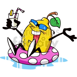 cartoon lemon sitting in floaty clipart