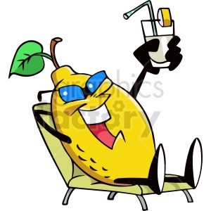 cartoon lemon chillen in lounge chair clipart