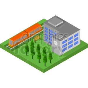 train depot isometric vector clipart