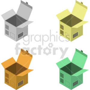 open boxes isometric vector graphic bundle