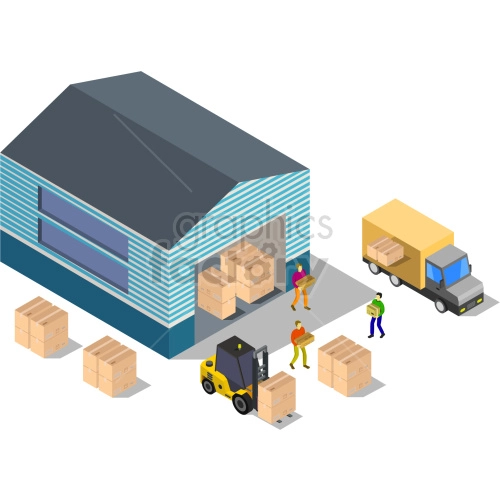 isometric warehouse vector clipart