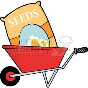 Wheel Barrow with seed bag inside