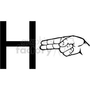 ASL sign language H clipart illustration worksheet