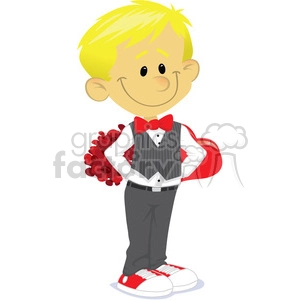 boy holding valentine gifts vector