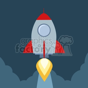 8326 Royalty Free RF Clipart Illustration Rocket Ship Start Up Concept Flat Style Vector Illustration