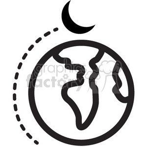 moon orbiting earth vector icon