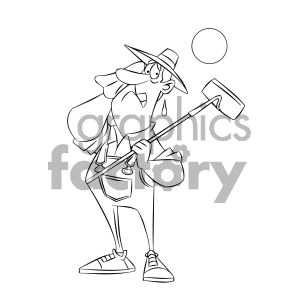 black and white cartoon farmer wanting rain royalty free vector art