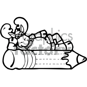 cartoon clipart moose 019 bw