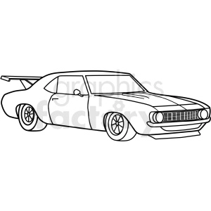 vintage challenger race car vector outline