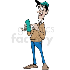 man laughing at his phone vector clipart