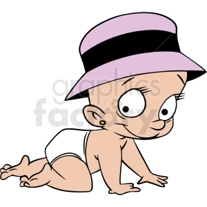 cartoon baby girl crawling vector clipart