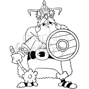 black and white cartoon viking vector clipart