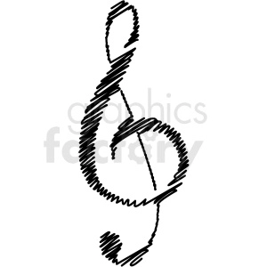 black and white treble clef vector clipart