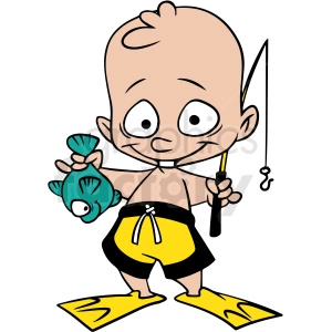 cartoon boy fishing vector clipart