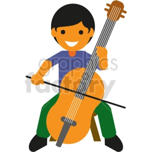 cartoon kid playing chelo vector clipart