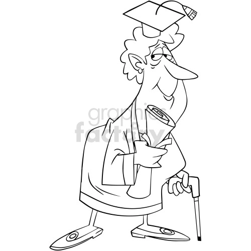 black and white cartoon graduation grandma clipart