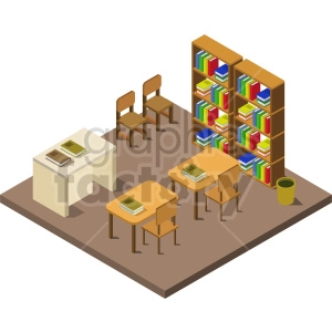 school classroom isometric vector graphic