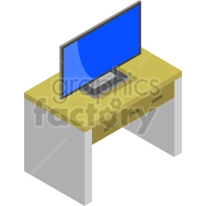 monitor on desk vector graphic