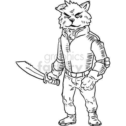 black and white bobcat commando clipart