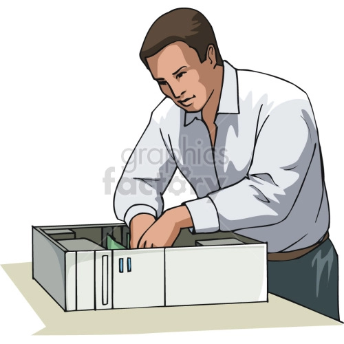 man working on computer