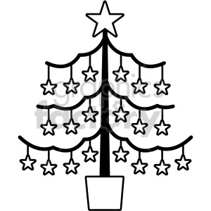 black and white christmas tree vector icon