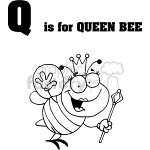 Queen bee with crown holding a wand waving