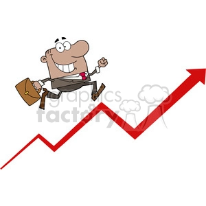 1811-African-American-Businessman-Running-Upwards-On-A-Statistics-Arrow