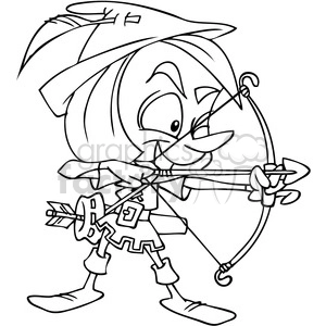 cartoon robin hood in black and white