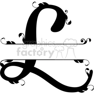 The clipart image shows a split regal monogram design of the letter 