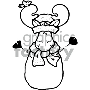 cartoon clipart moose 017 bw