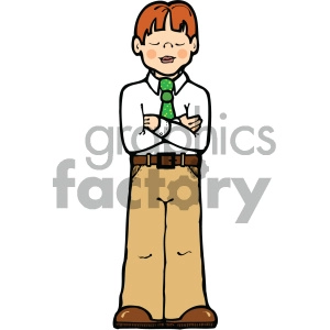 cartoon boy with arms crossed vector art