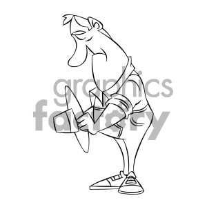 black and white cartoon farmer sad because of no rain royalty free vector art