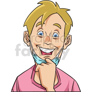 cartoon boy removing mask clipart