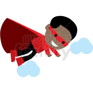 cartoon african american hero flying vector clipart