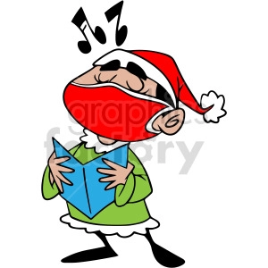 Christmas caroling wearing mask vector clipart