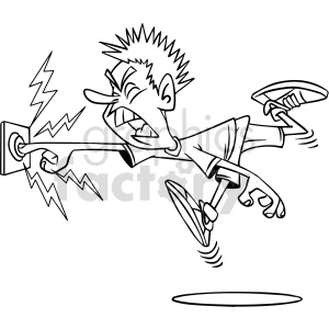 cartoon boy getting electrocuted clipart