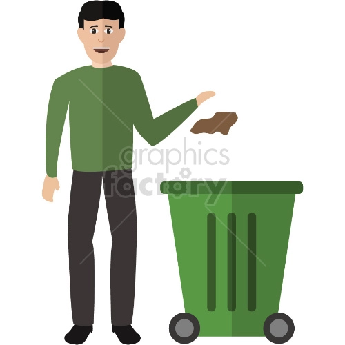 cartoon man throwing trash out vector clipart