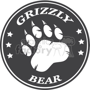 royalty free rf clipart illustration bear paw print circle logo design vector illustration