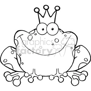 The clipart image features a cartoon frog with a comical expression, bug eyes, and a crown on its head. The frog is sitting in a relaxed posture.