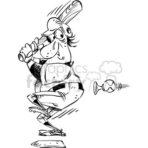 black white cartoon baseball player at bat