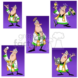 paul the cartoon priest character clip art image set