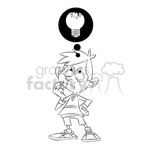 luke the teen cartoon character with broken idea black white